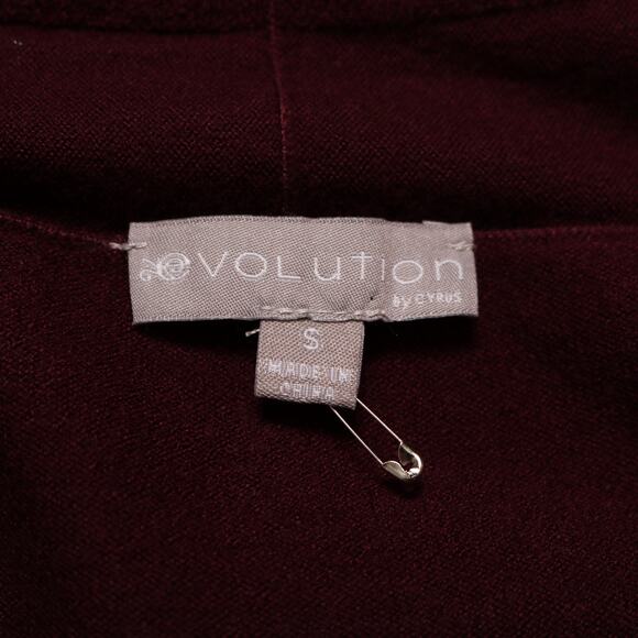 Evolution by Cyrus Myna Button Sleeve Open Cardigan Burgundy Knit Sweater Size S - Picture 6 of 10